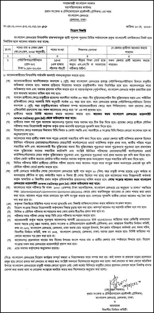 Bangladesh Railway Job Circular 2023-inqilabbd.com
